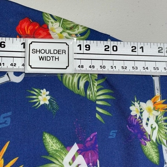 Dixxon‎ Snap On Shirt Mens XL Blue Red Hawaiian Floral Limited Edition 2023 - Picture 8 of 14